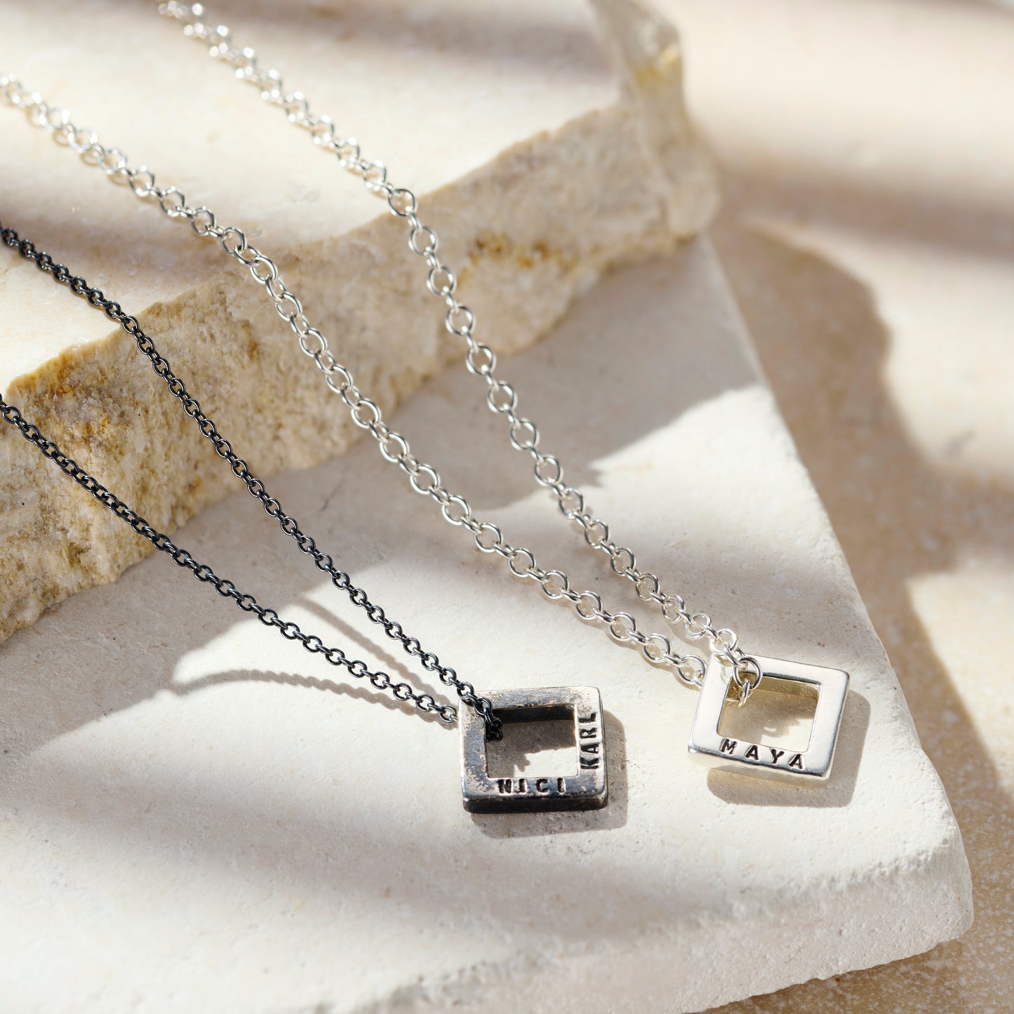 Men's Personalised Mini Open Square Necklace