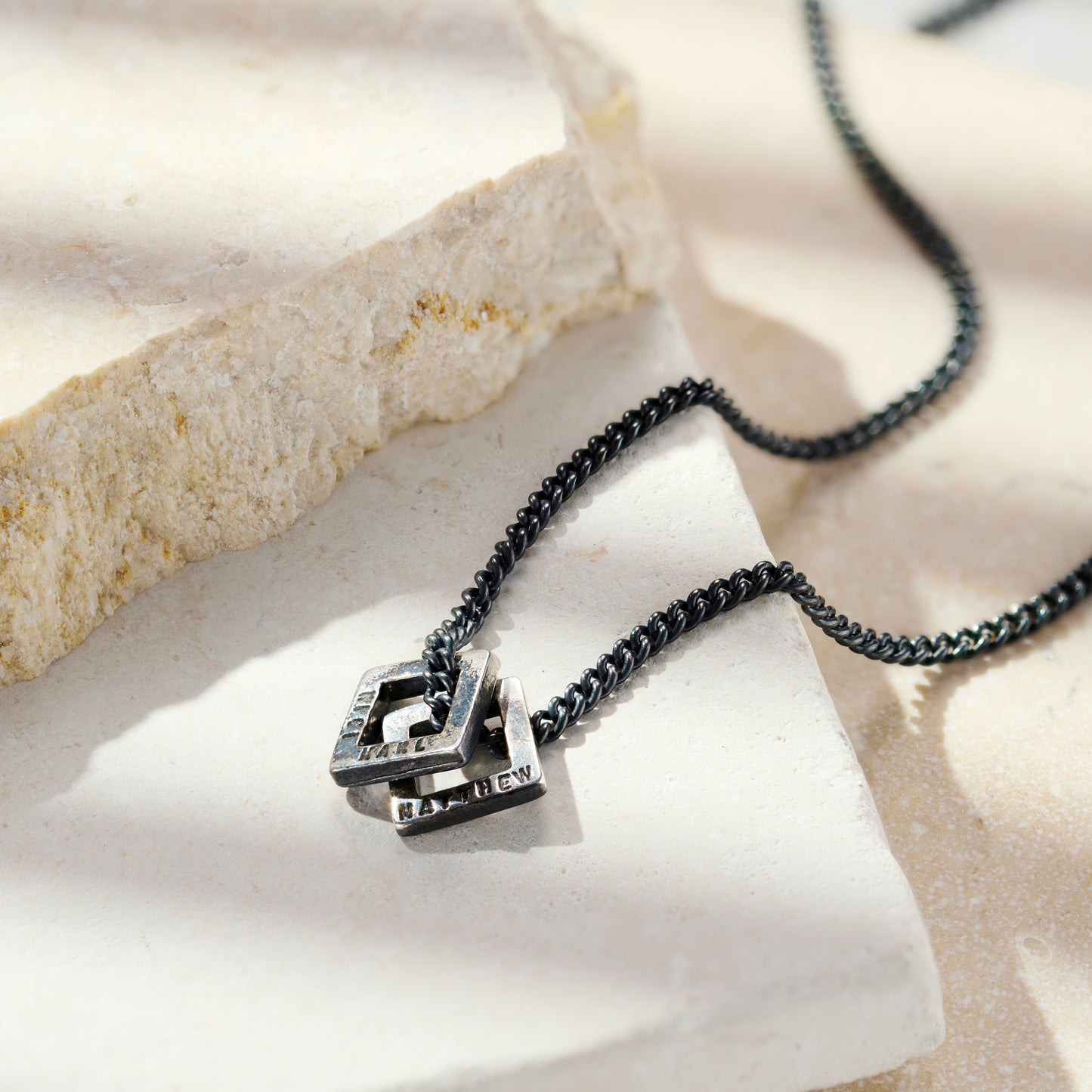 Men's Personalised Mini Open Square Necklace