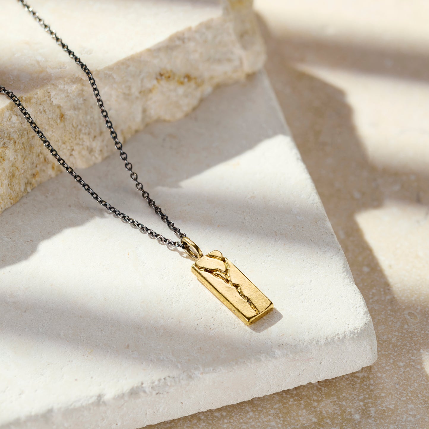 Silver & Gold Personalised Kintsugi Tag Necklace