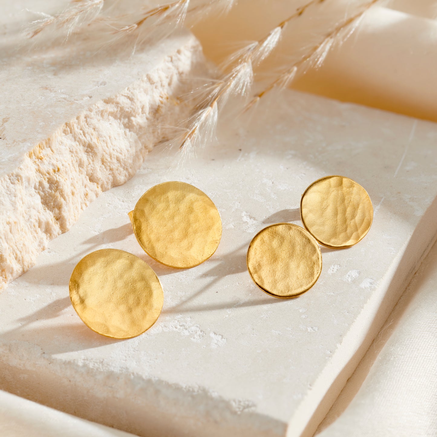 Hammered Circle Stud Earrings