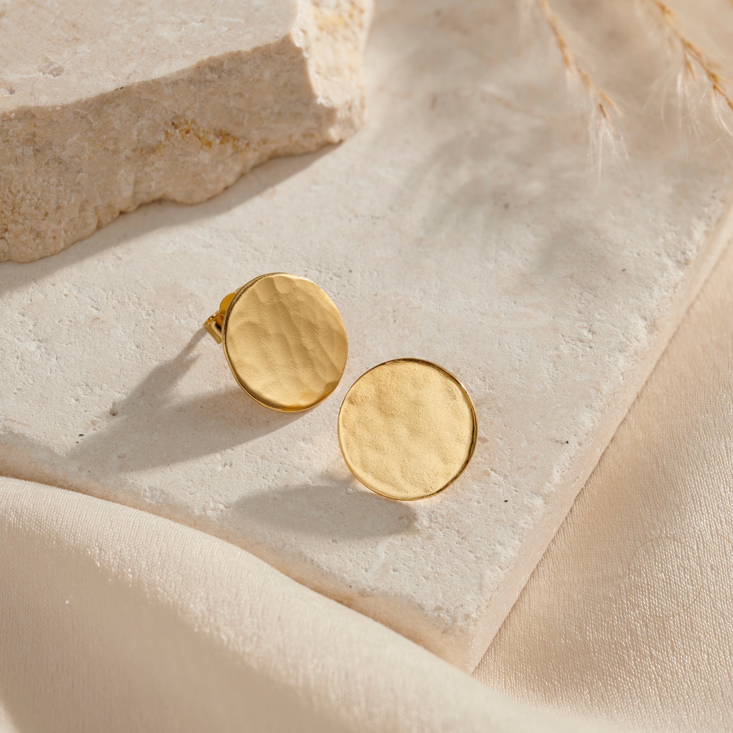 Hammered Circle Stud Earrings