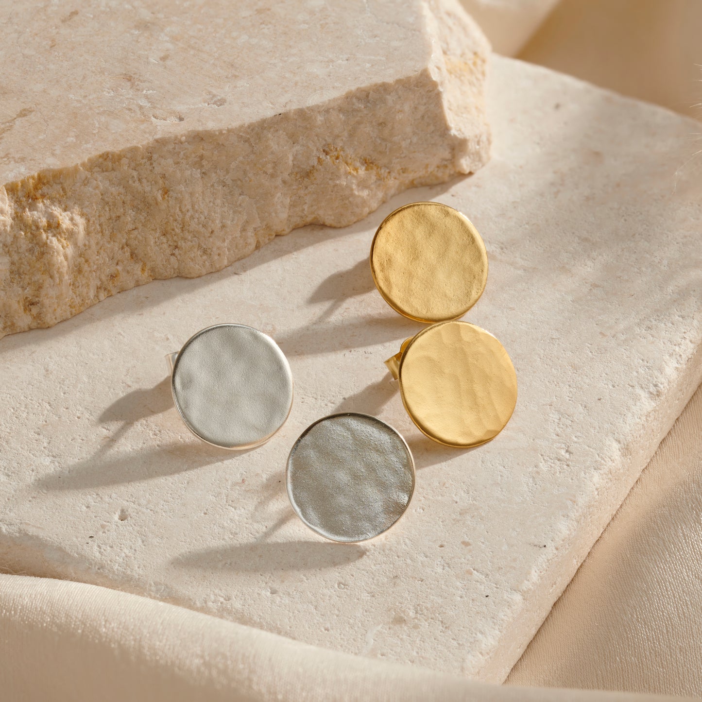 Hammered Circle Stud Earrings