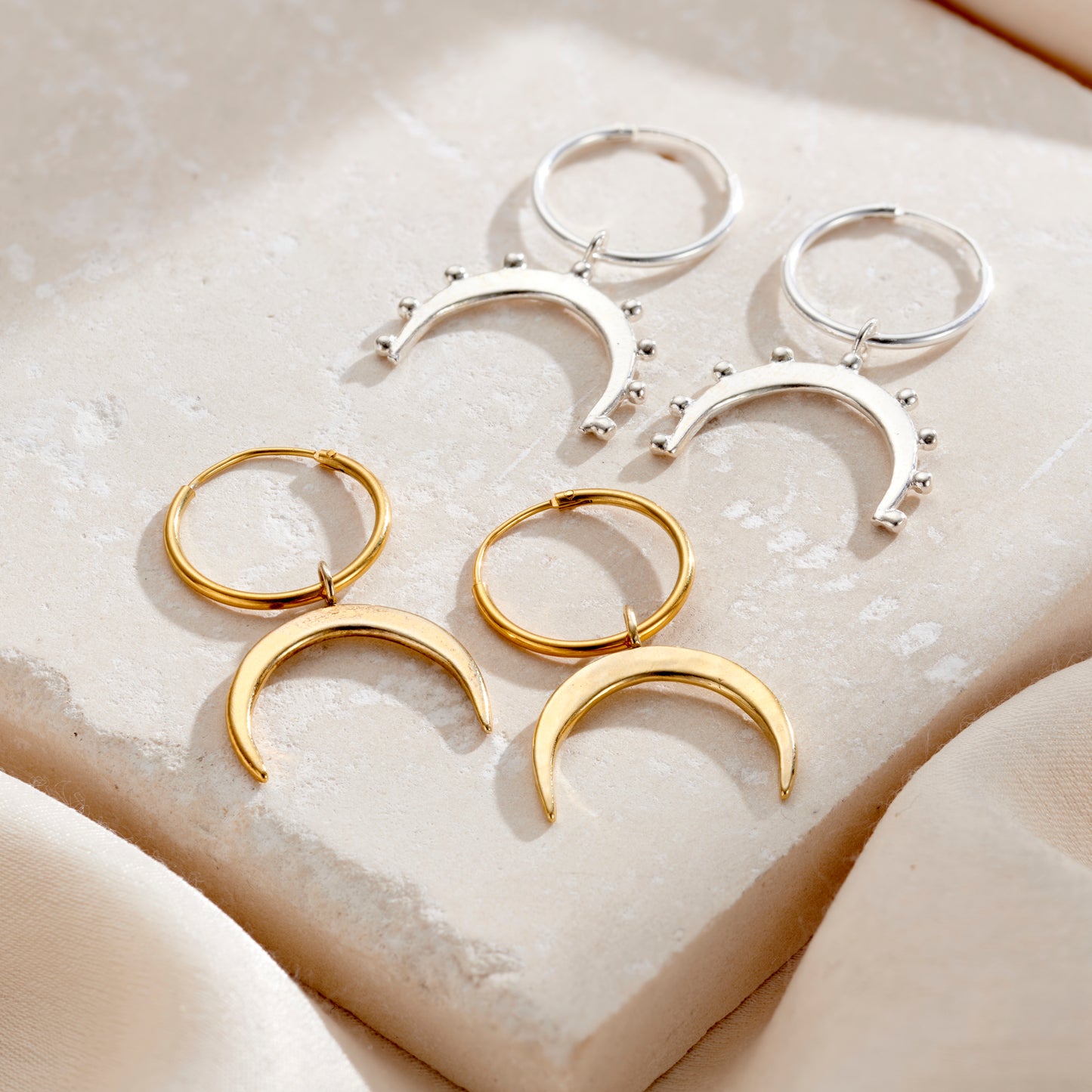 Horn Charm Hoop Earrings