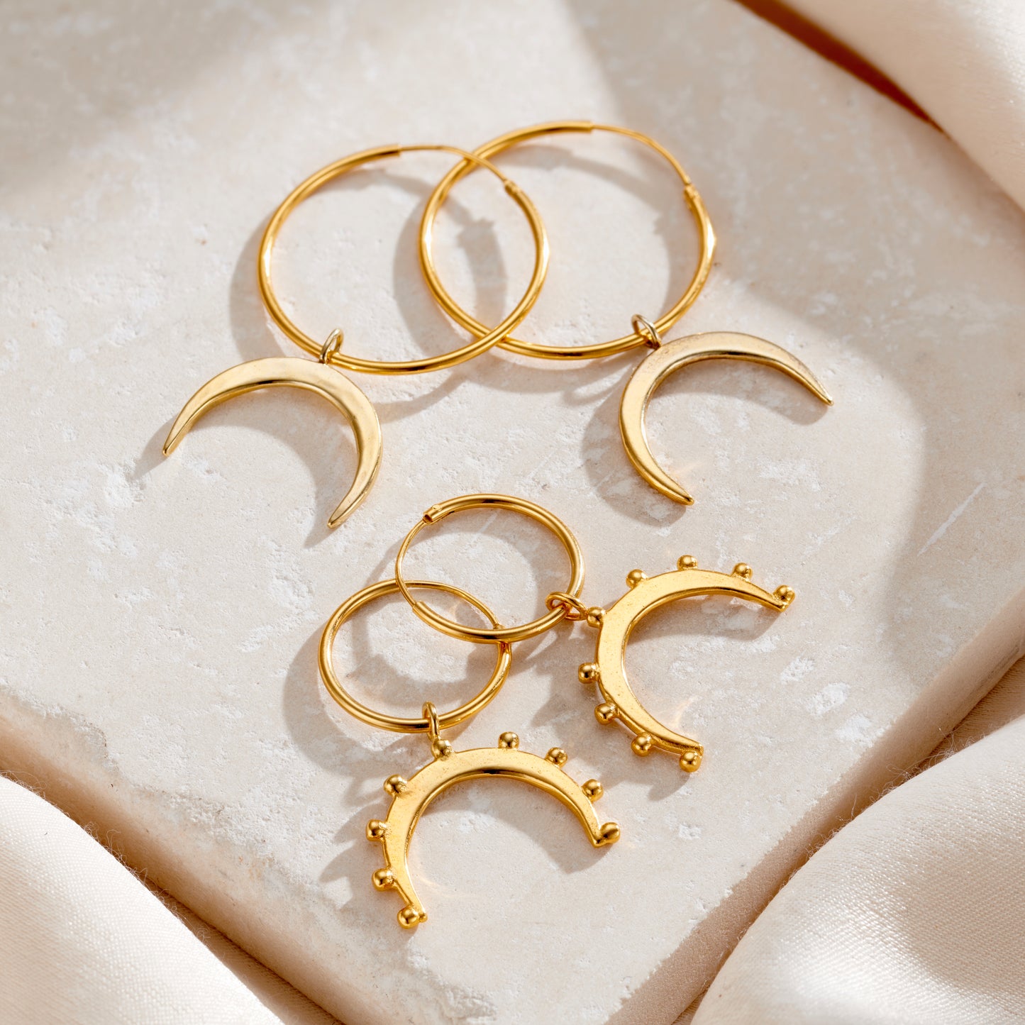 Horn Charm Hoop Earrings