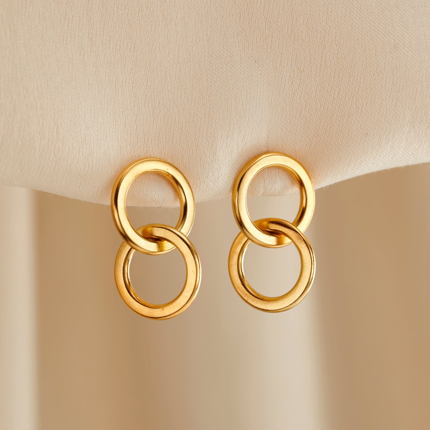 Interlinking Hoop Charm Stud Earrings