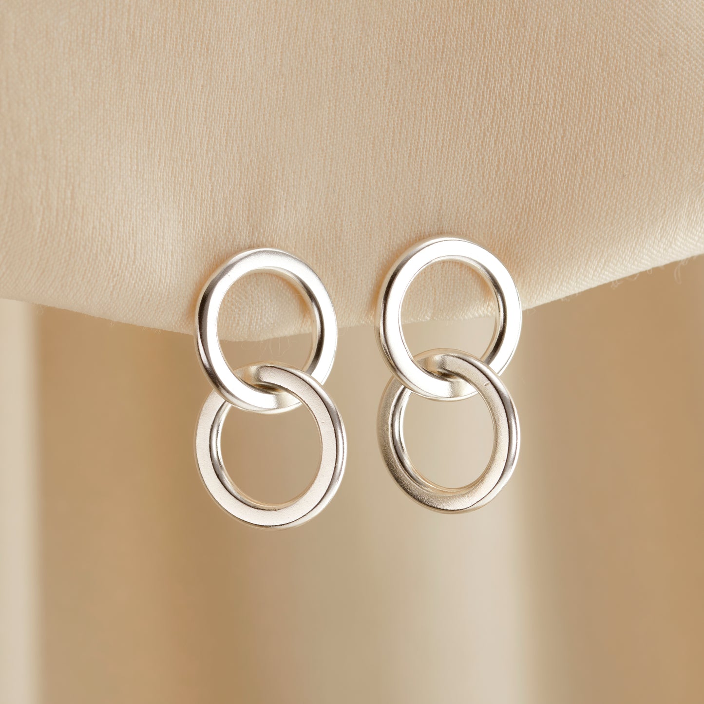 Interlinking Hoop Charm Stud Earrings