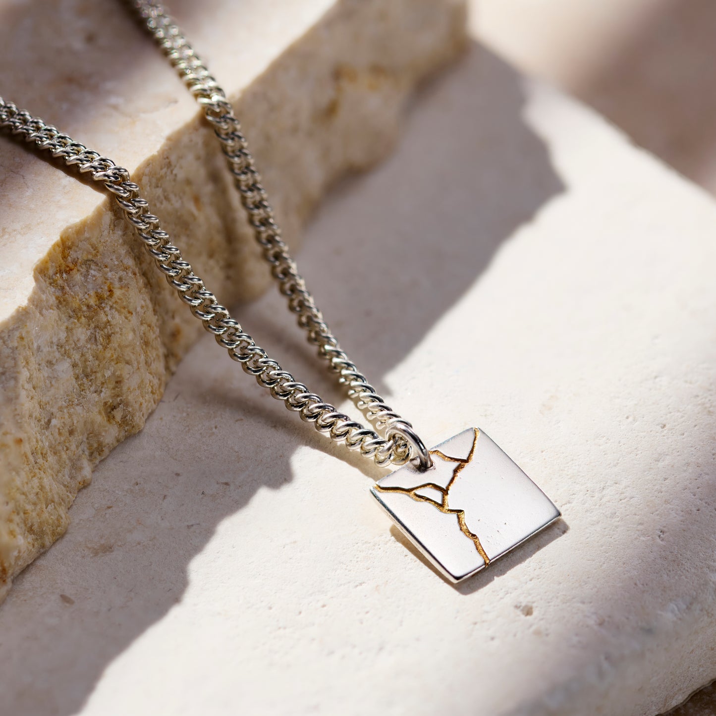 Square Personalised Kintsugi Pendant Necklace