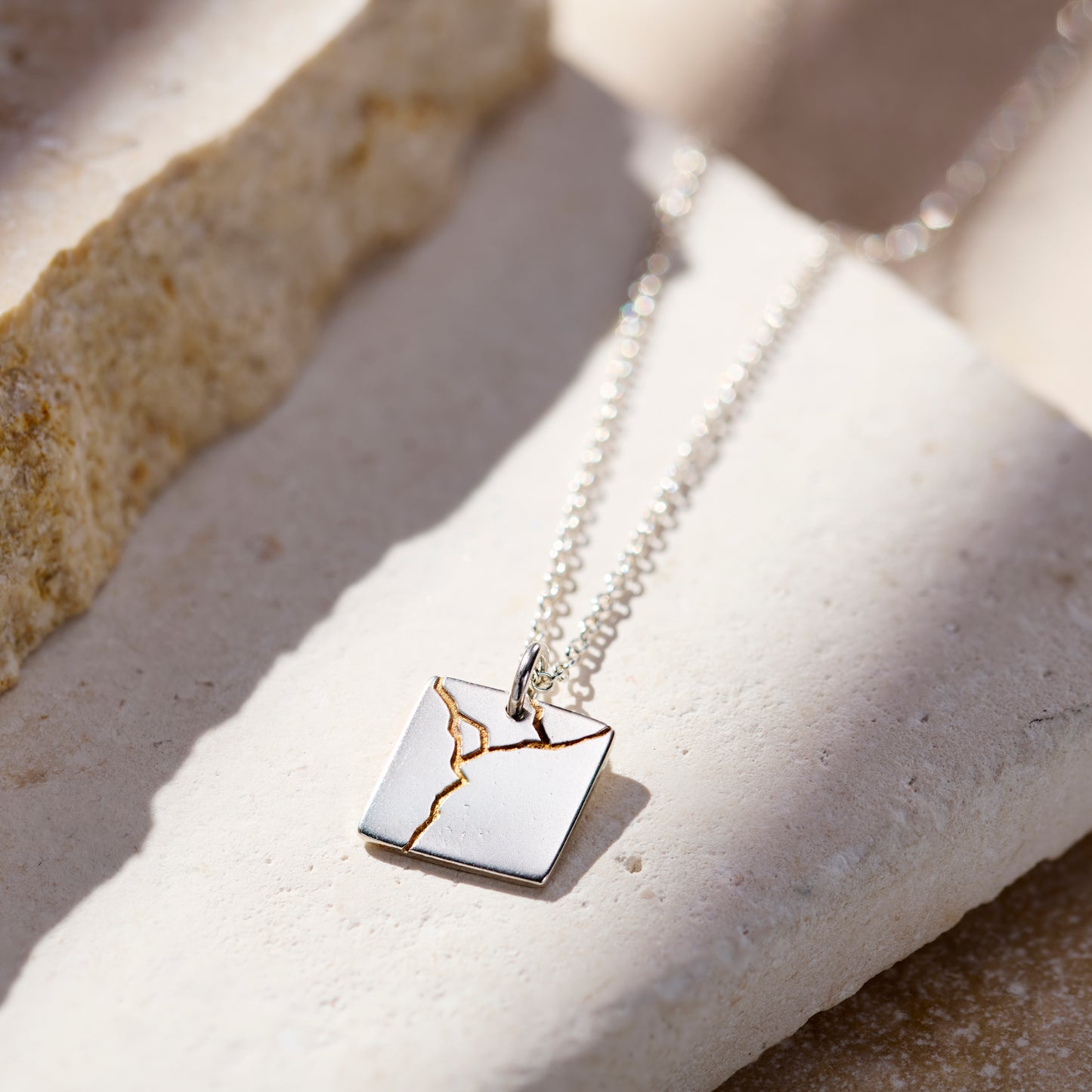 Square Personalised Kintsugi Pendant Necklace