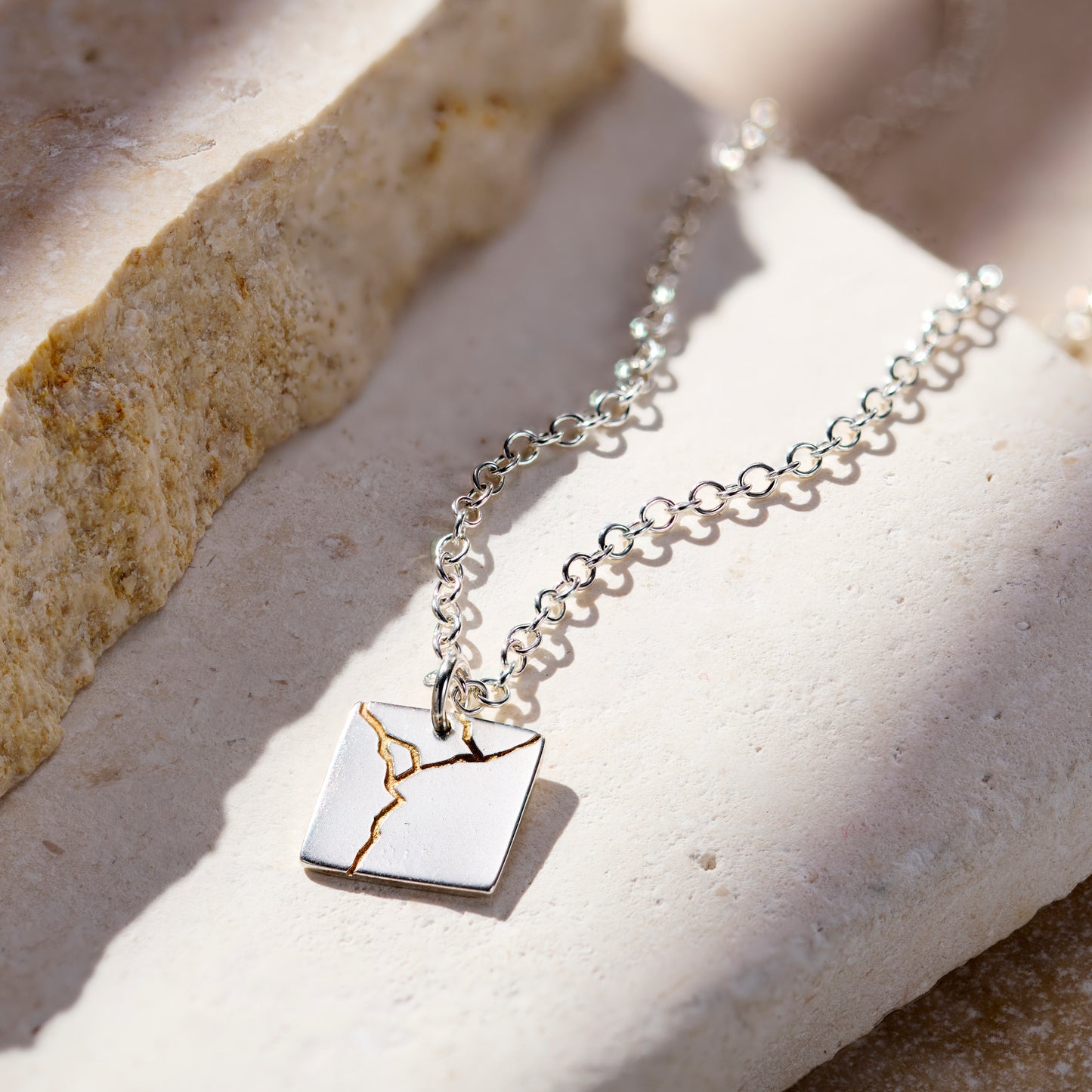 Square Personalised Kintsugi Pendant Necklace