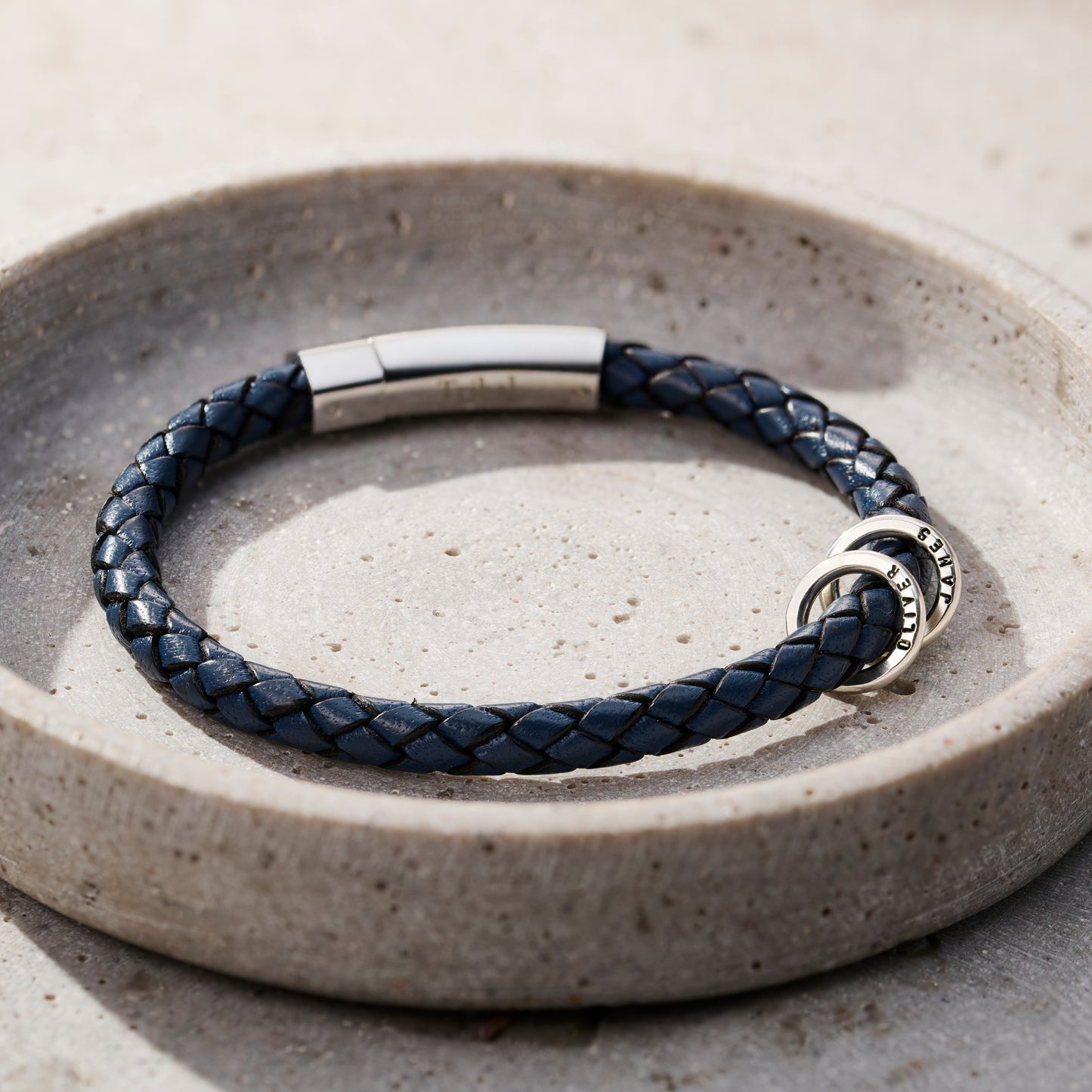 Mens Personalised Plaited Leather Bracelet