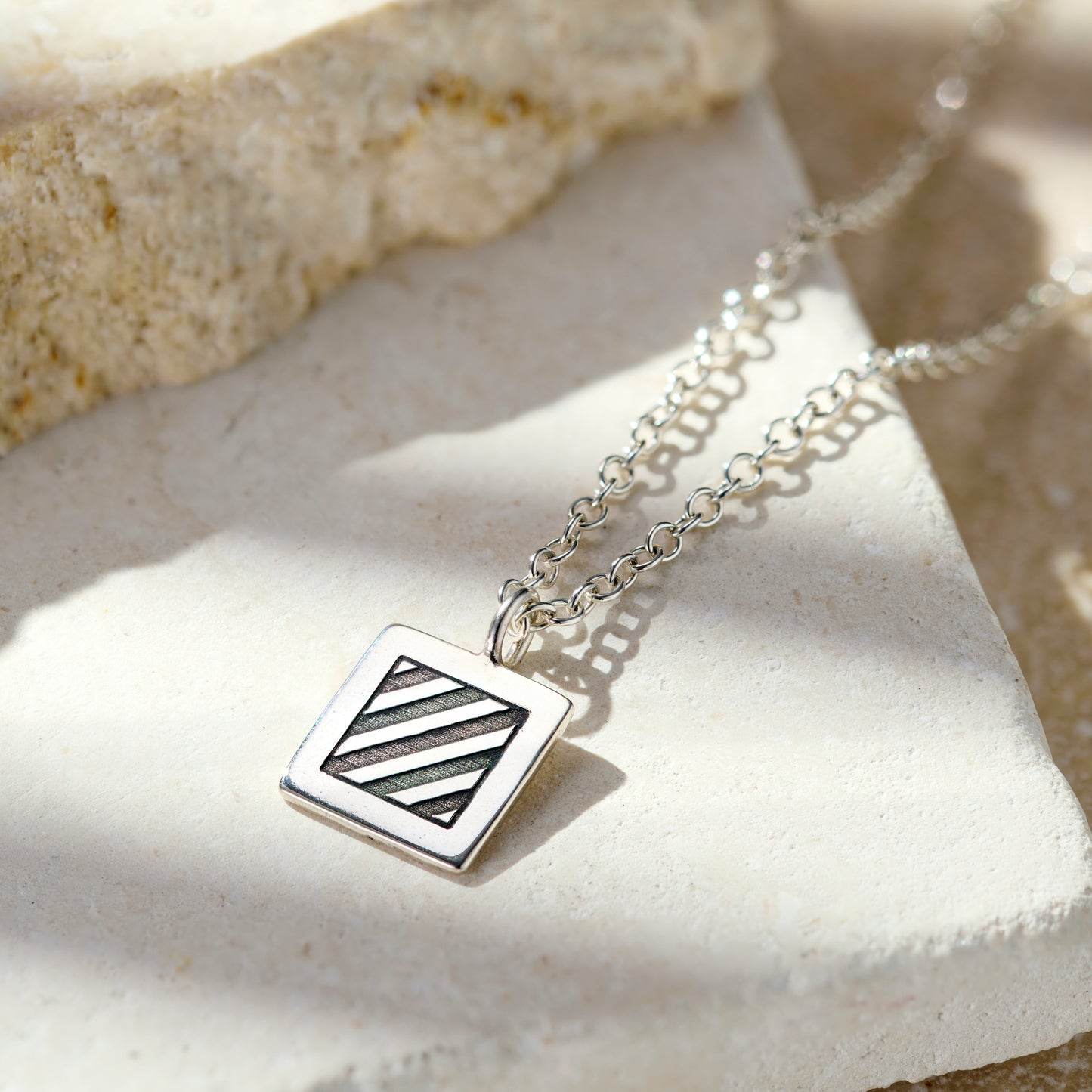 Square Nautical Flag Engraved Necklace