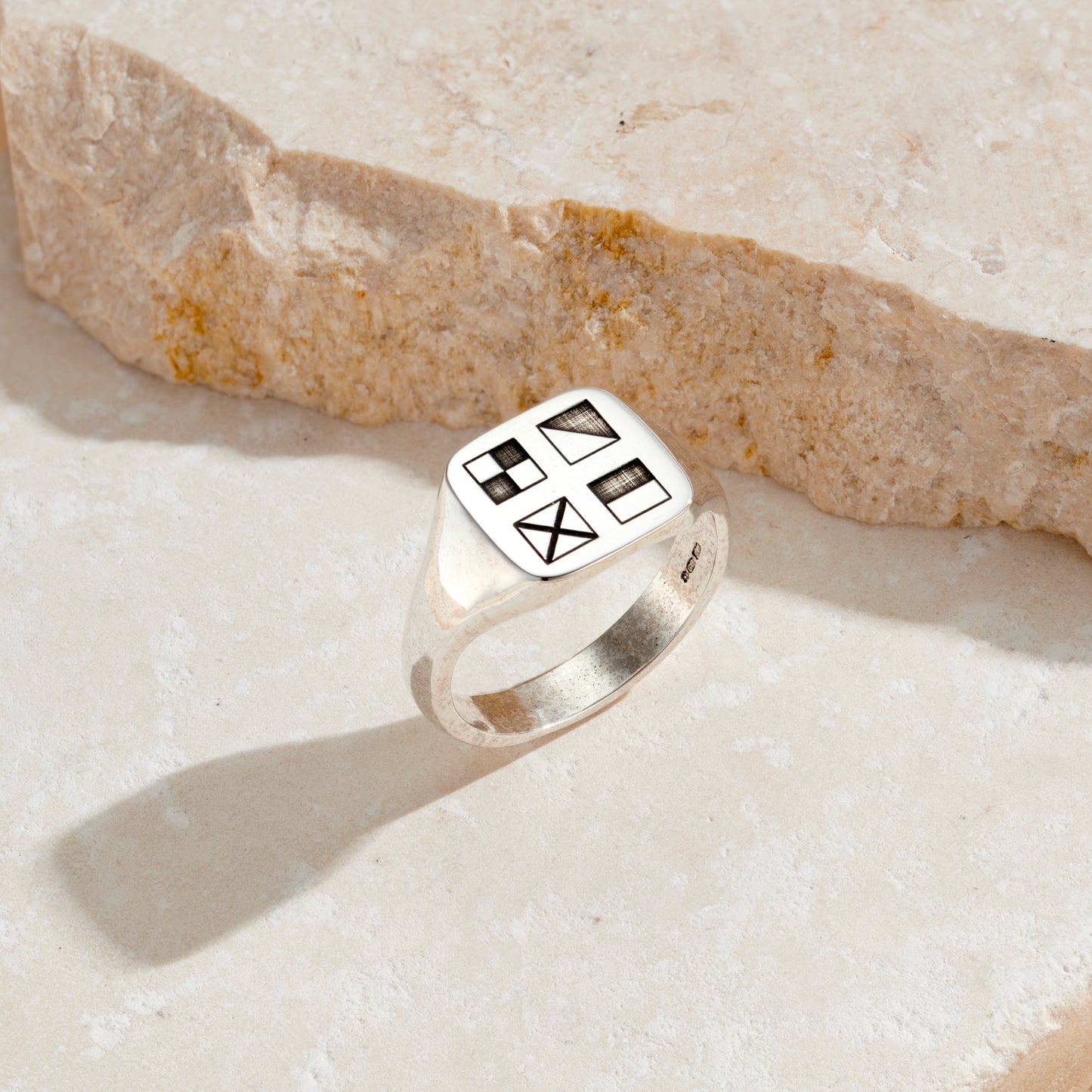 Family Nautical Signal Flags Engraved Signet Ring