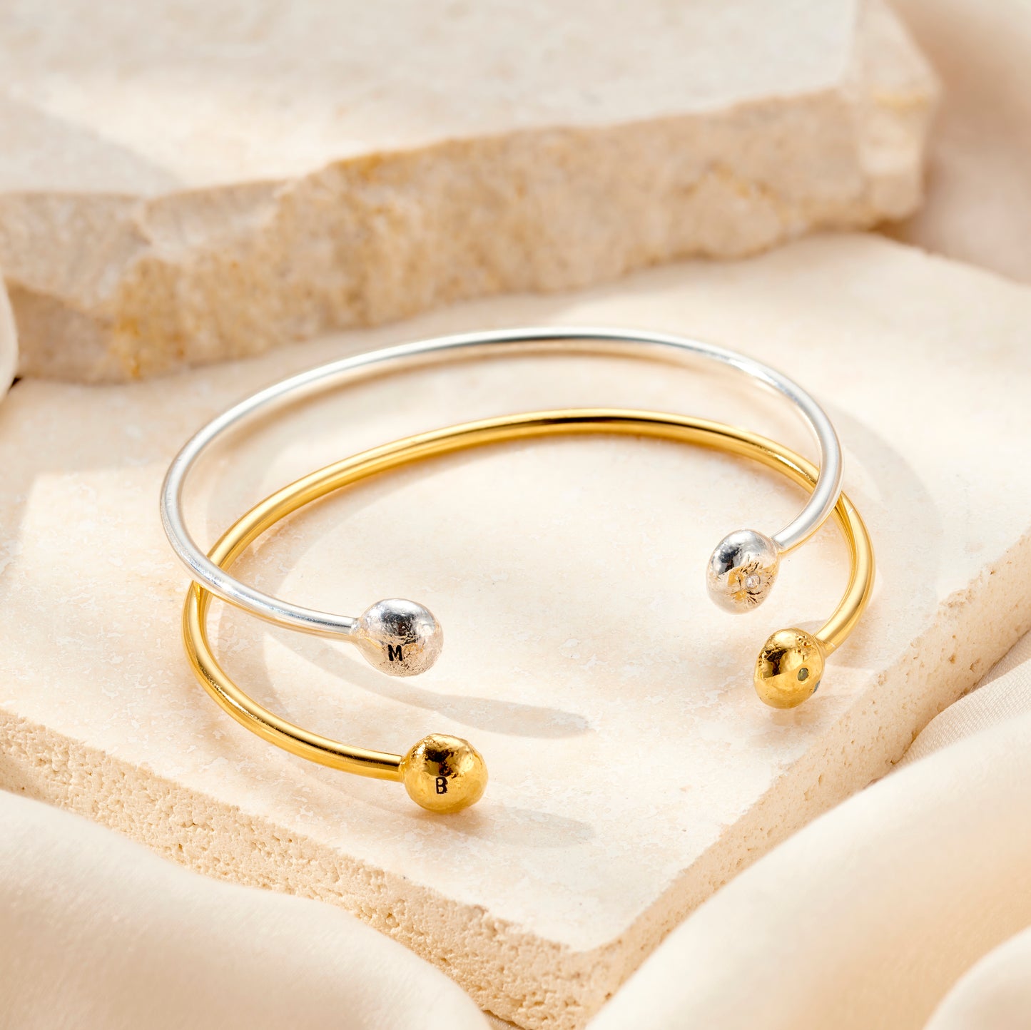 Molten Orb Birthstone Cuff Bangle