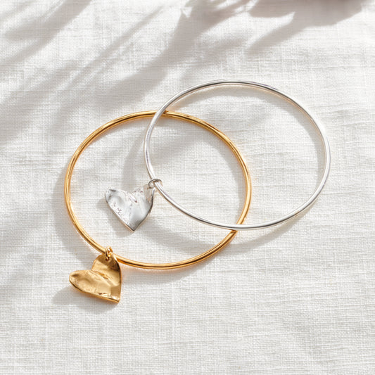 Personalised Fortune Heart Charm Bangle