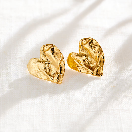 Fortune Heart Stud Earrings