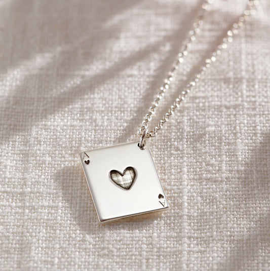 Ace Of Hearts Playing Card Charm Necklace