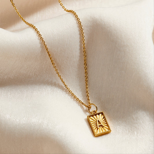 Sunbeam Rectangle Initial Charm Necklace