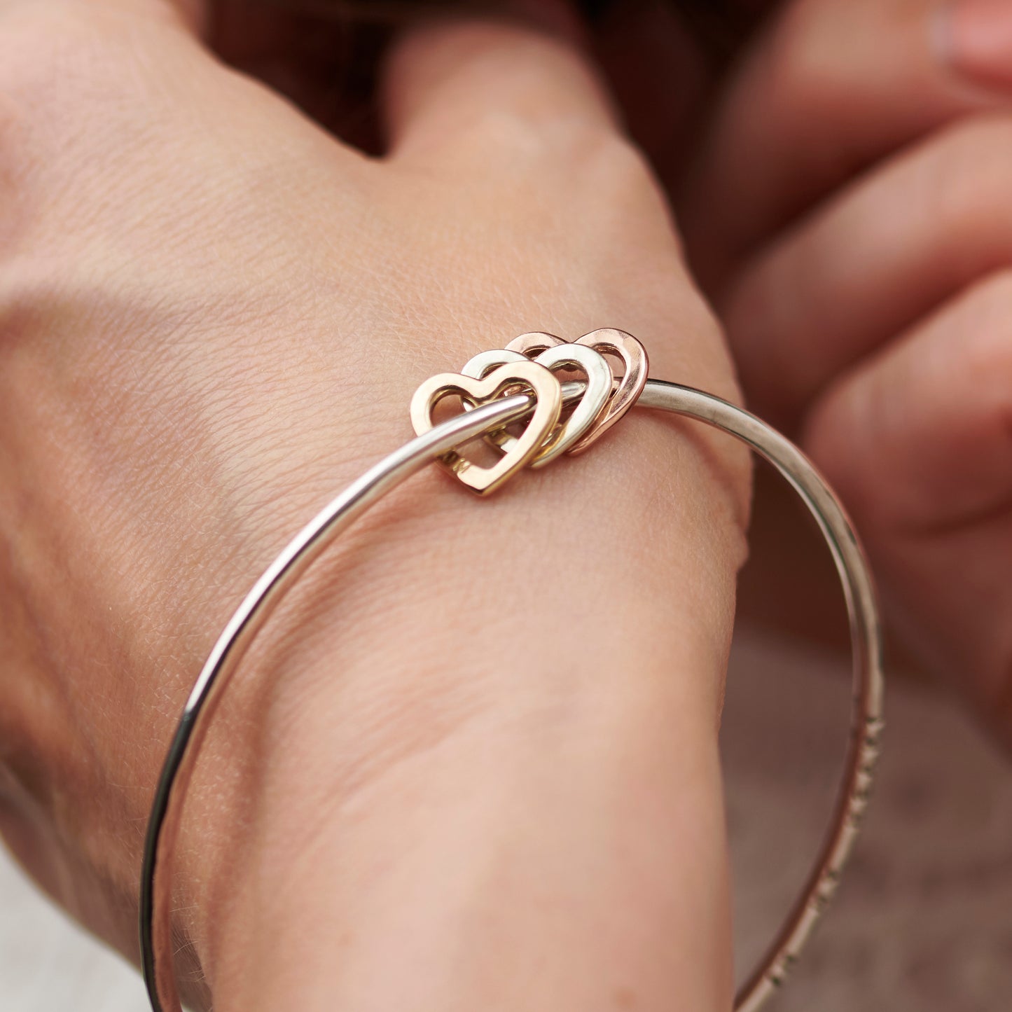 Personalised 9ct Gold Love Heart Bangle