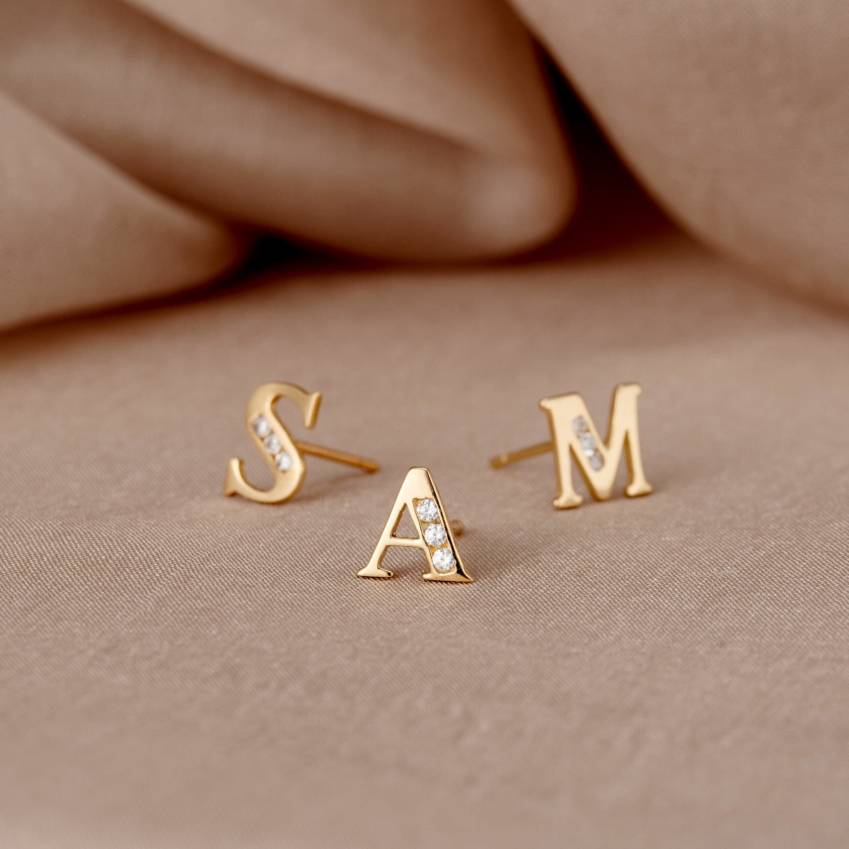 9ct Gold Initial Earrings