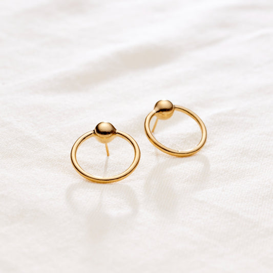 Ball Hoop Stud Earrings