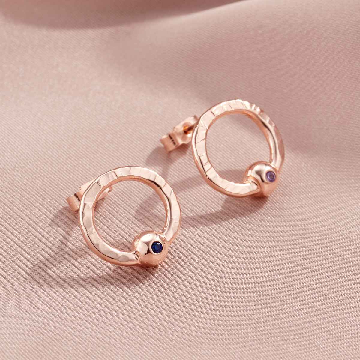 Ball Hoop Birthstone Stud Earrings