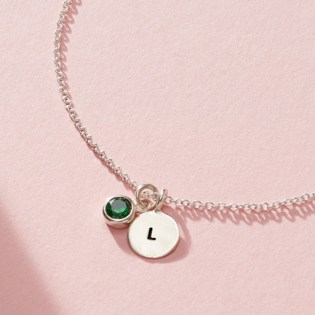 Birthstone & Initial Disc Charm Bracelet