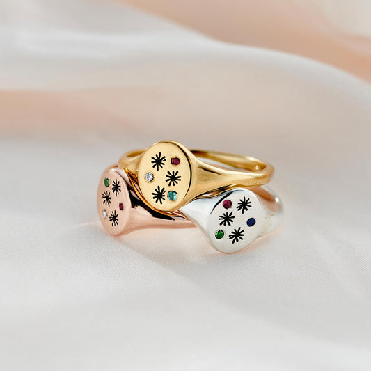 Love The Earth Oval Birthstone Signet Ring