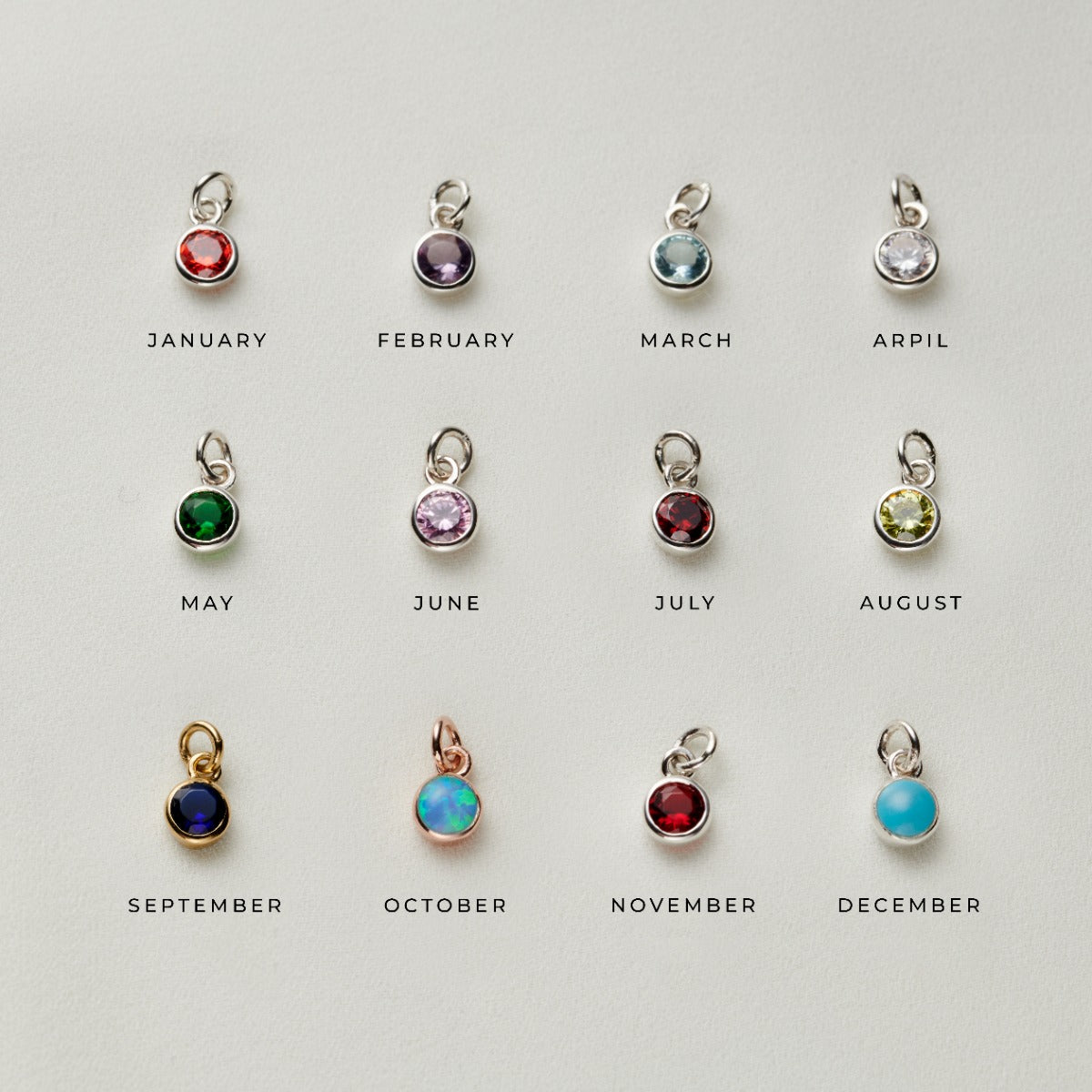 Birthstone Charm Hoop Earrings