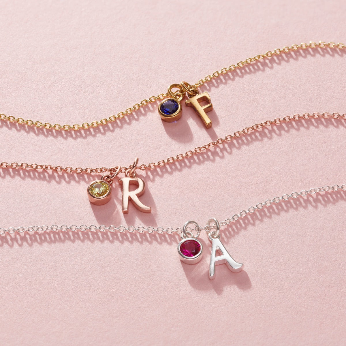 Birthstone & Italic Initial Charm Bracelet