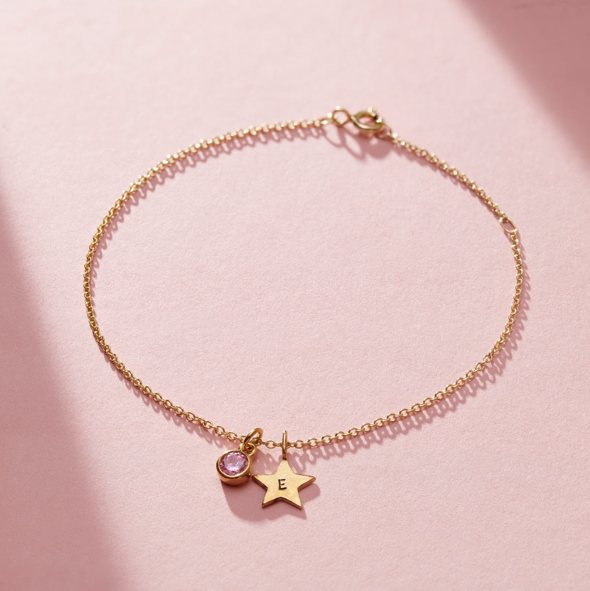 Birthstone & Initial Star Charm Bracelet