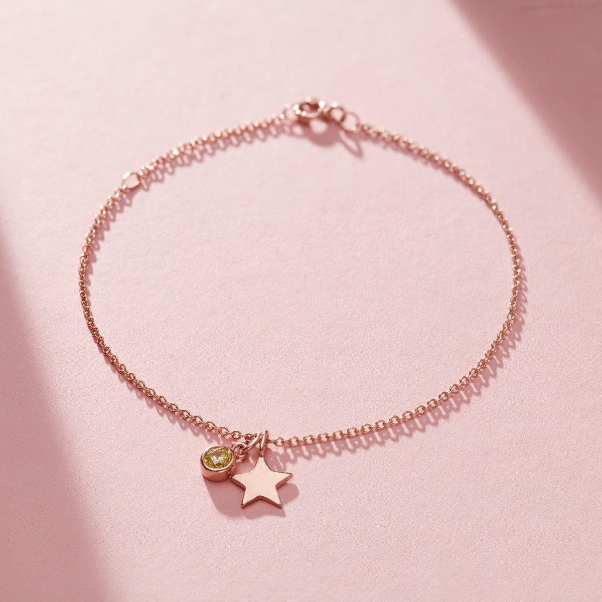 Birthstone & Initial Star Charm Bracelet