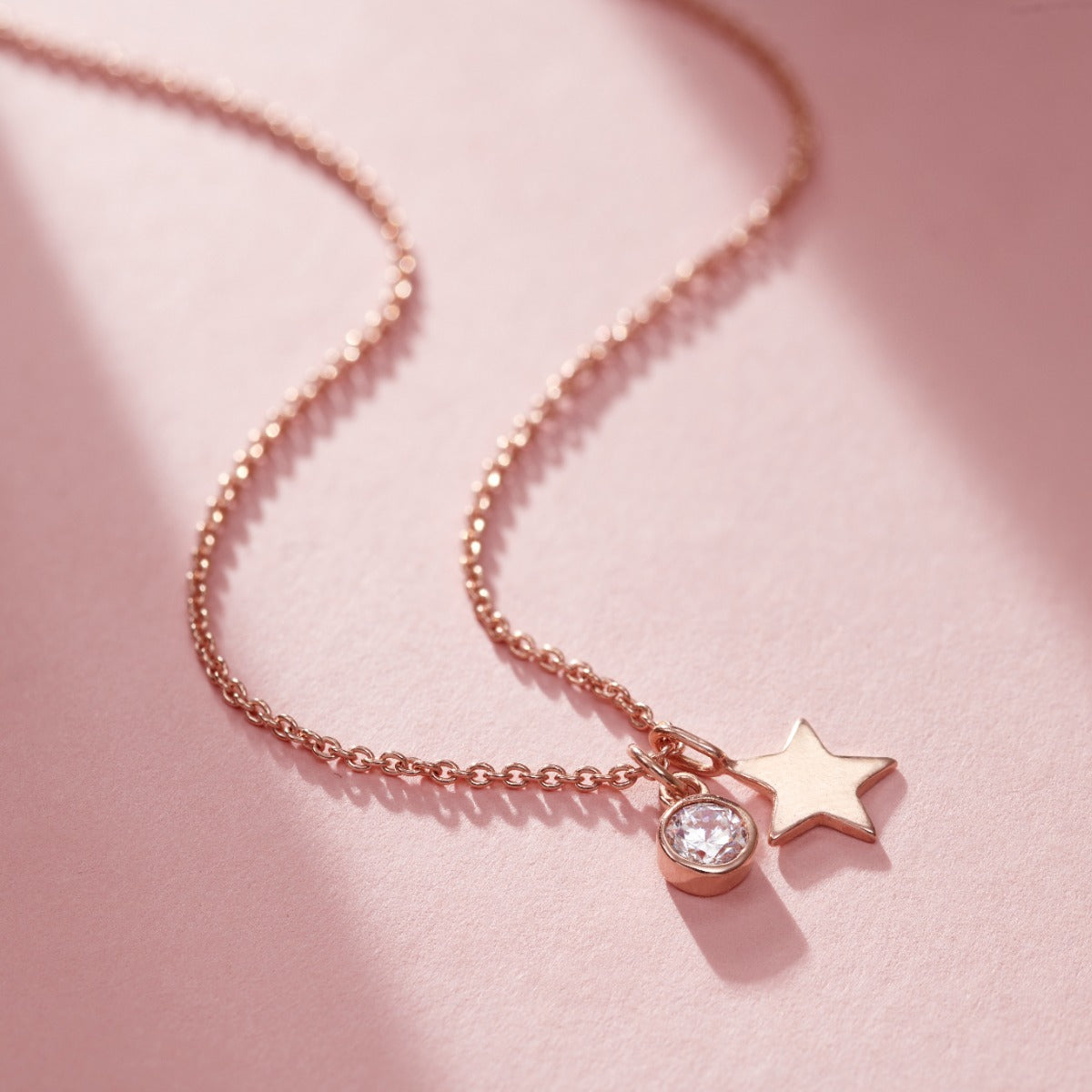 Birthstone & Initial Star Charm Necklace