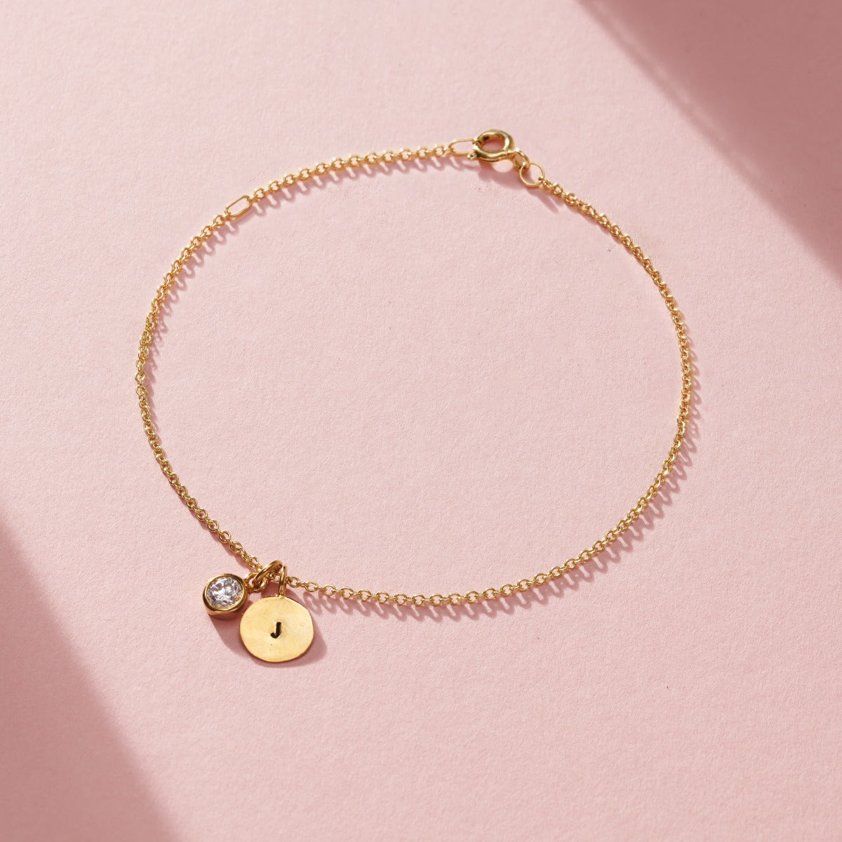 Birthstone & Initial Disc Charm Bracelet