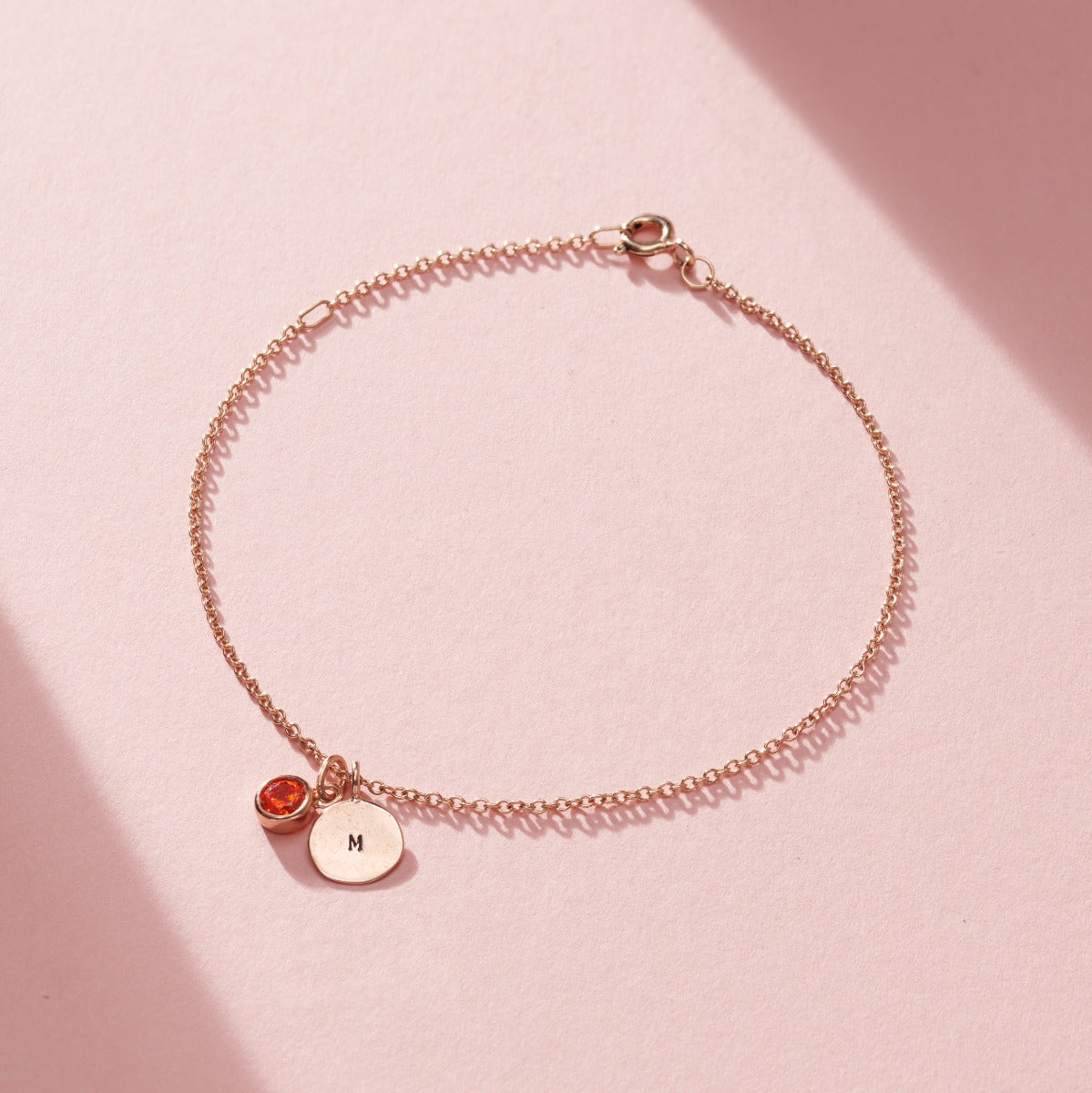 Birthstone & Initial Disc Charm Bracelet