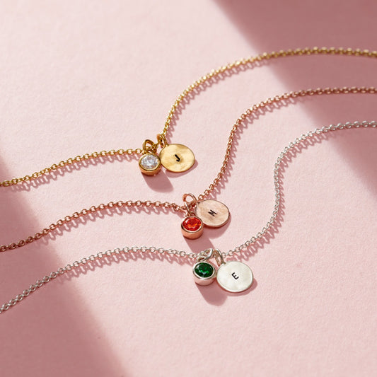 Birthstone & Initial Disc Charm Bracelet