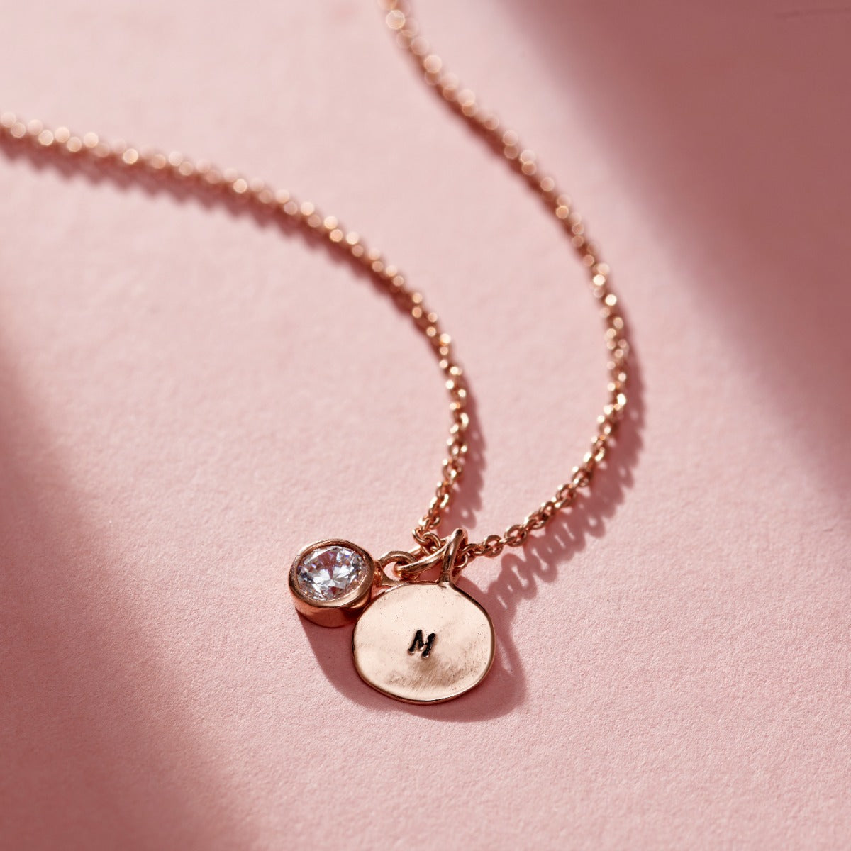 Birthstone & Initial Disc Charm Necklace