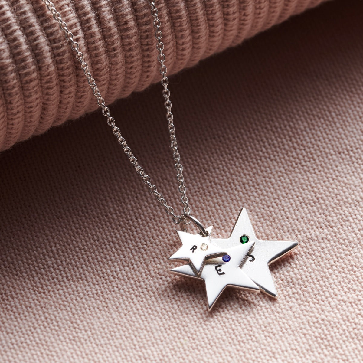 Personalised Birthstone Family Star Necklace