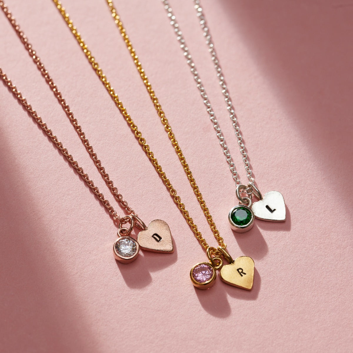 Birthstone & Initial Heart Charm Necklace