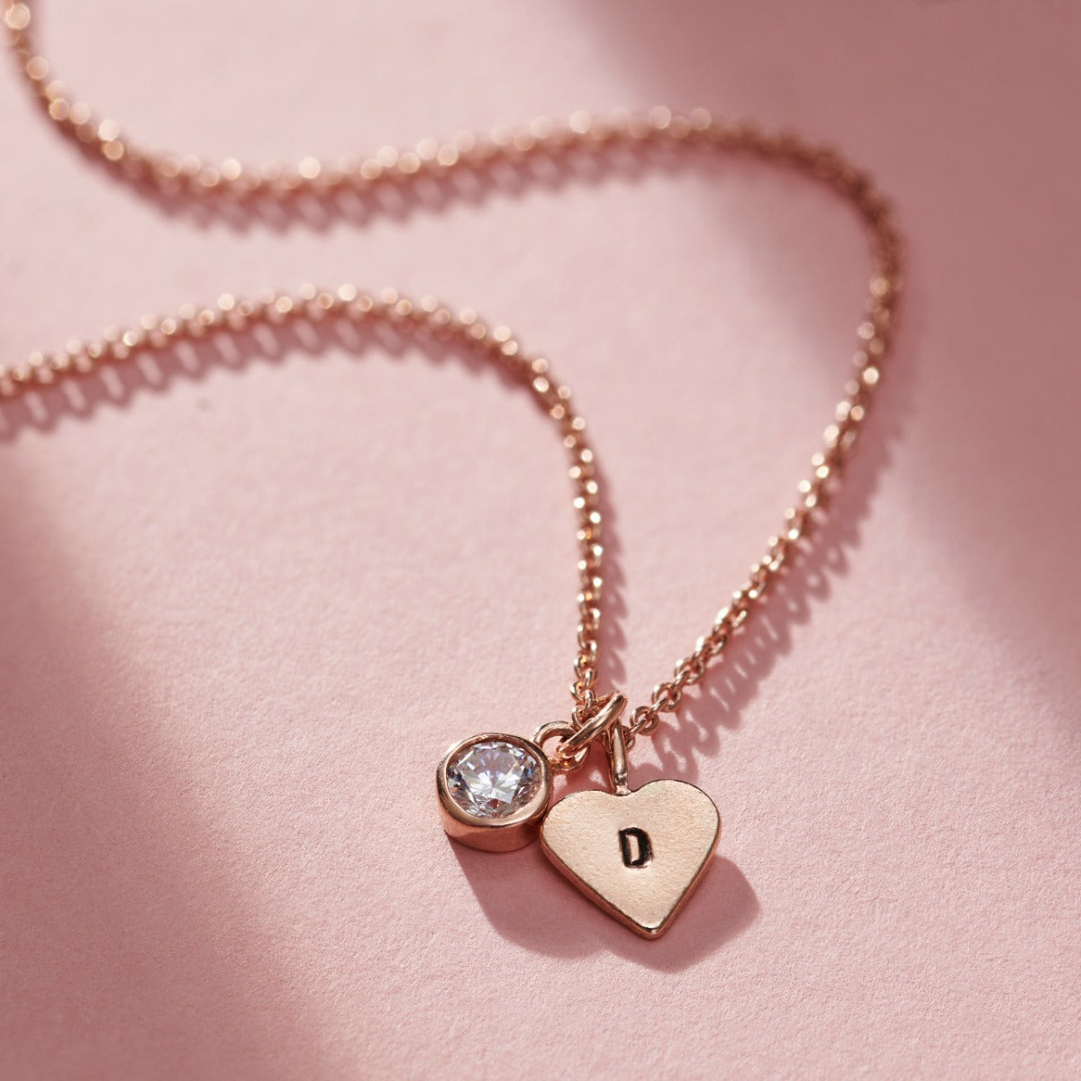 Birthstone & Initial Heart Charm Necklace