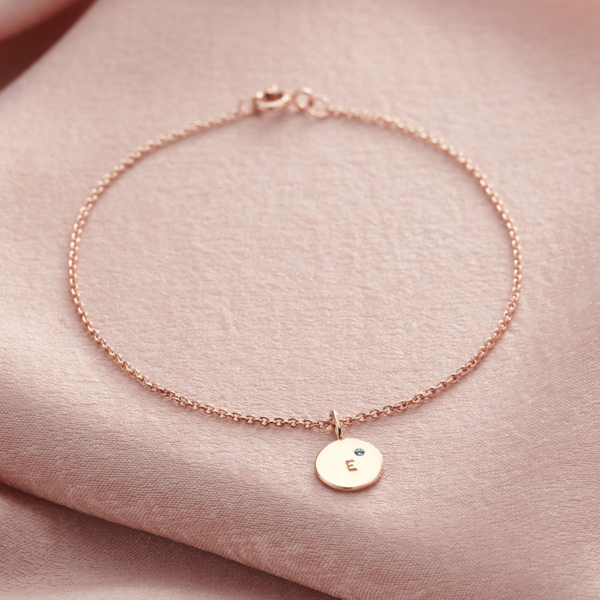 Personalised Initial Disc Birthstone Bracelet