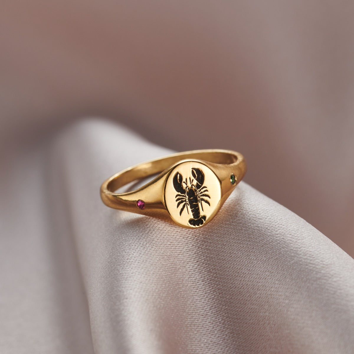 You & Me' Lobster Birthstone Signet Ring