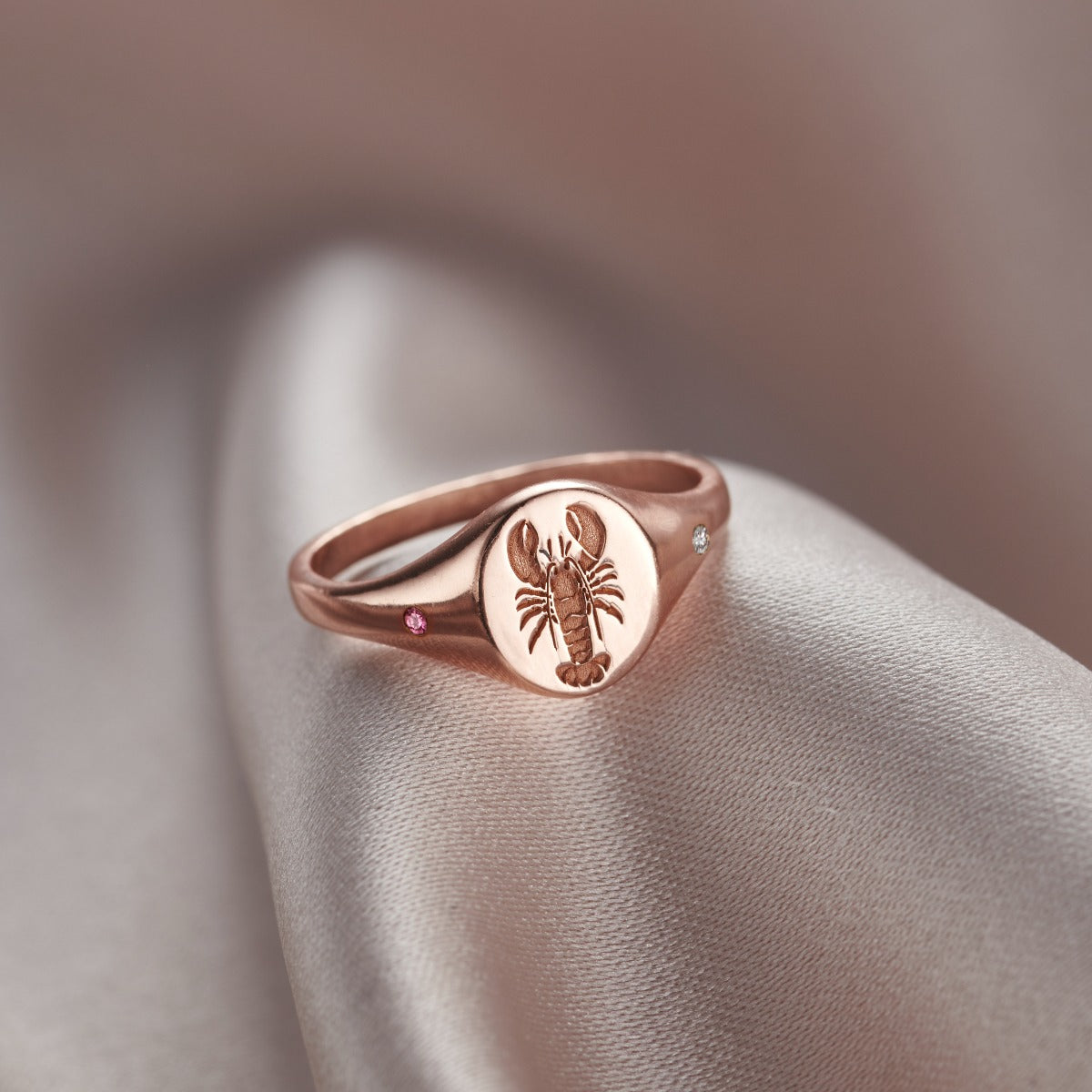 You & Me' Lobster Birthstone Signet Ring