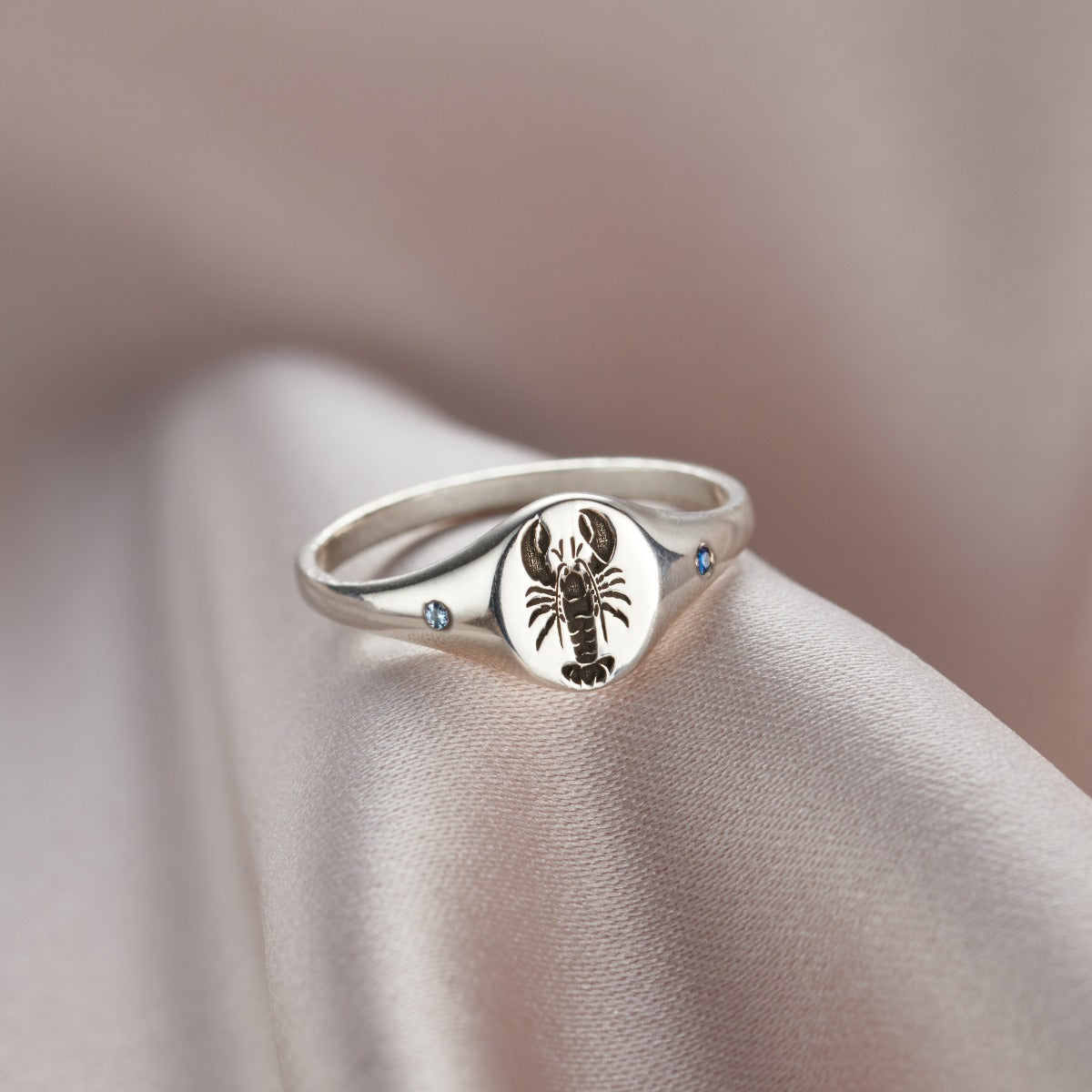 You & Me' Lobster Birthstone Signet Ring