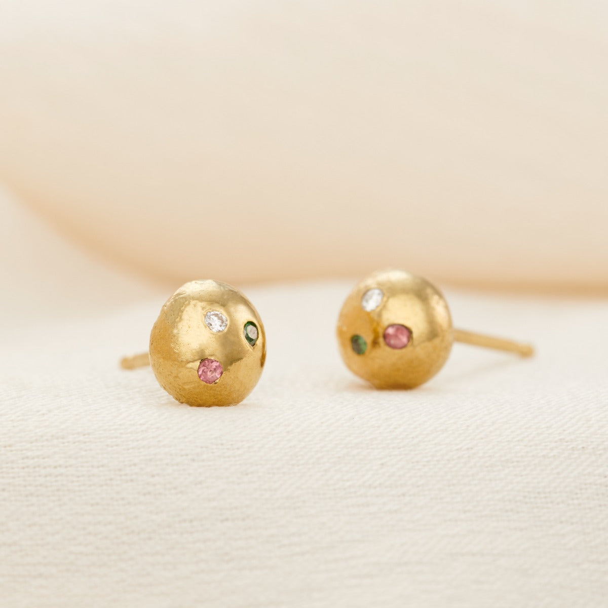 Molten Orb Birthstone Stud Earrings