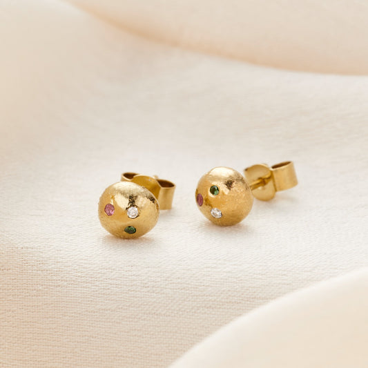 Molten Orb Birthstone Stud Earrings