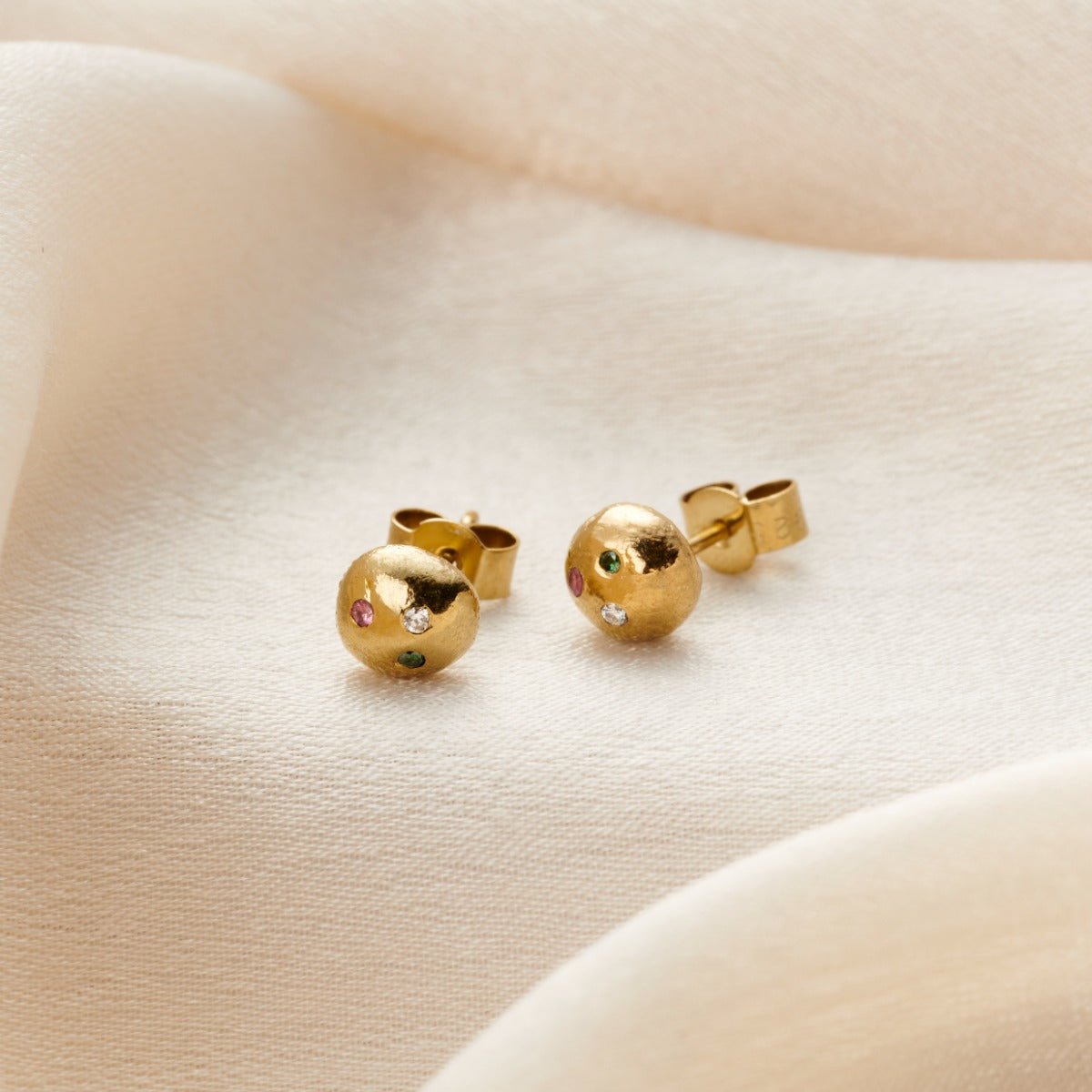 Molten Orb Birthstone Stud Earrings