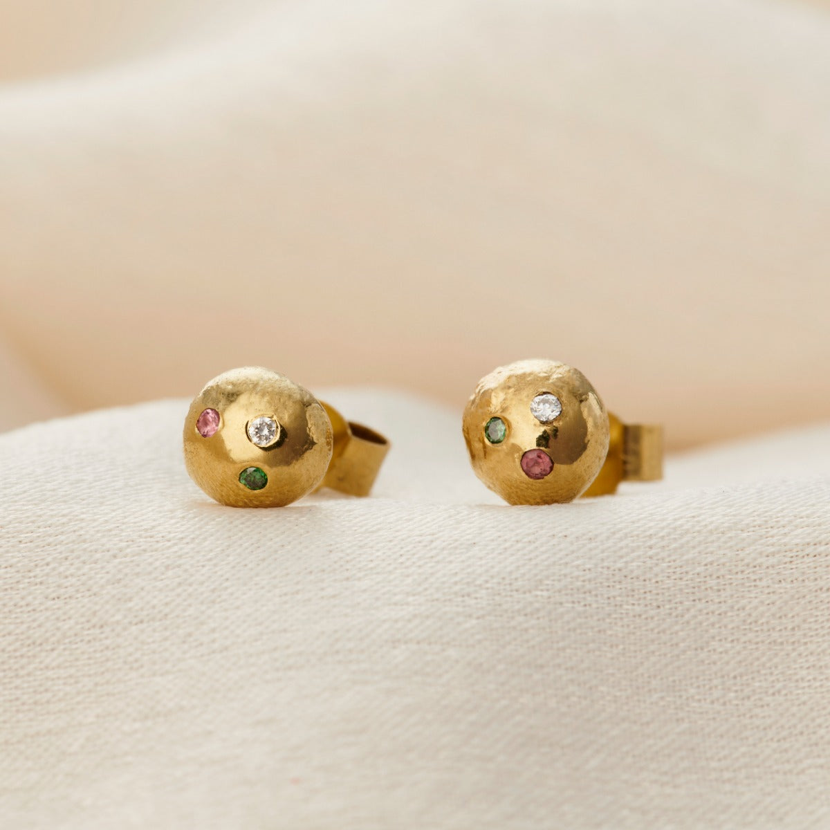 Molten Orb Birthstone Stud Earrings