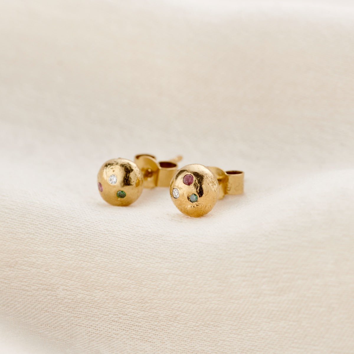 Molten Orb Birthstone Stud Earrings