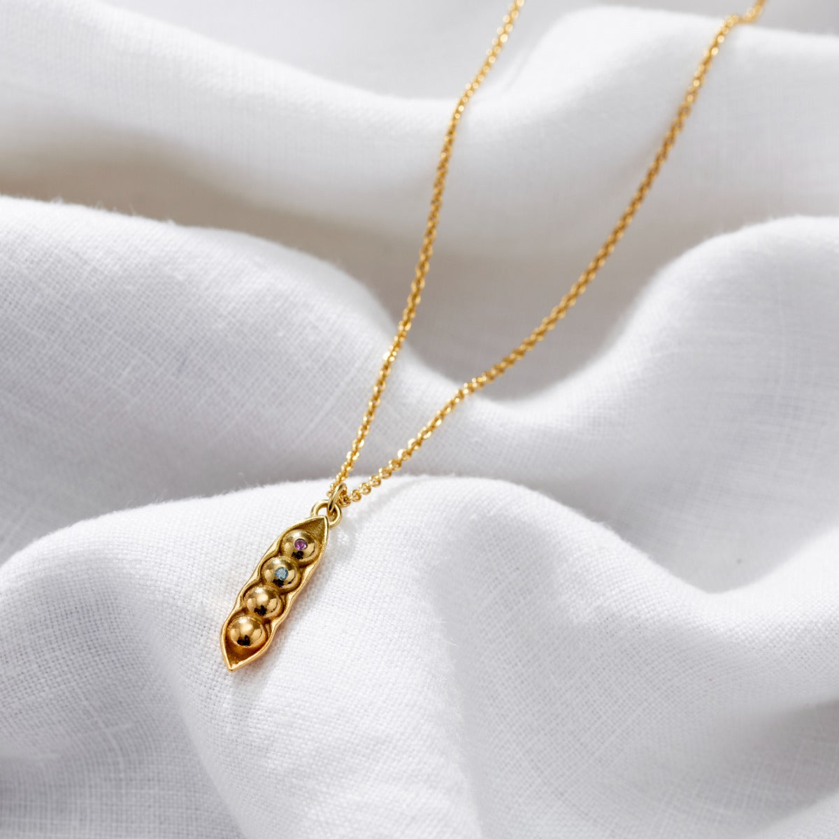 Birthstone Pea Pod Charm Necklace