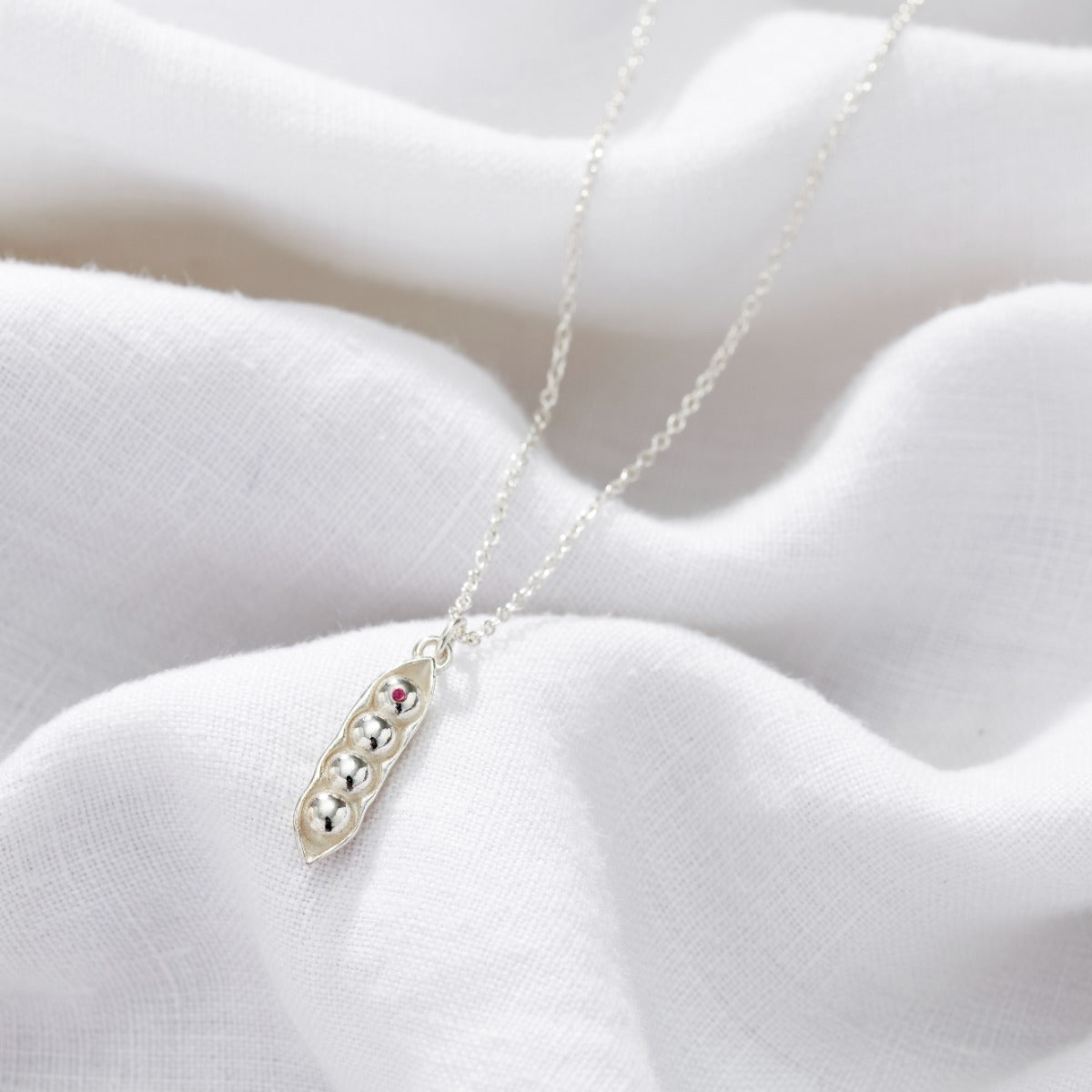 Birthstone Pea Pod Charm Necklace